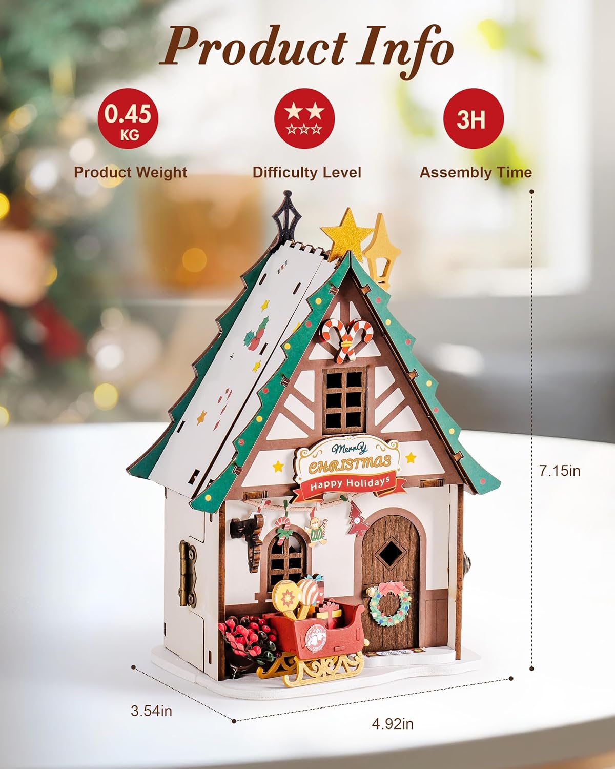 Rolife Twinkling Christmas House 3D Wooden Puzzle DS036