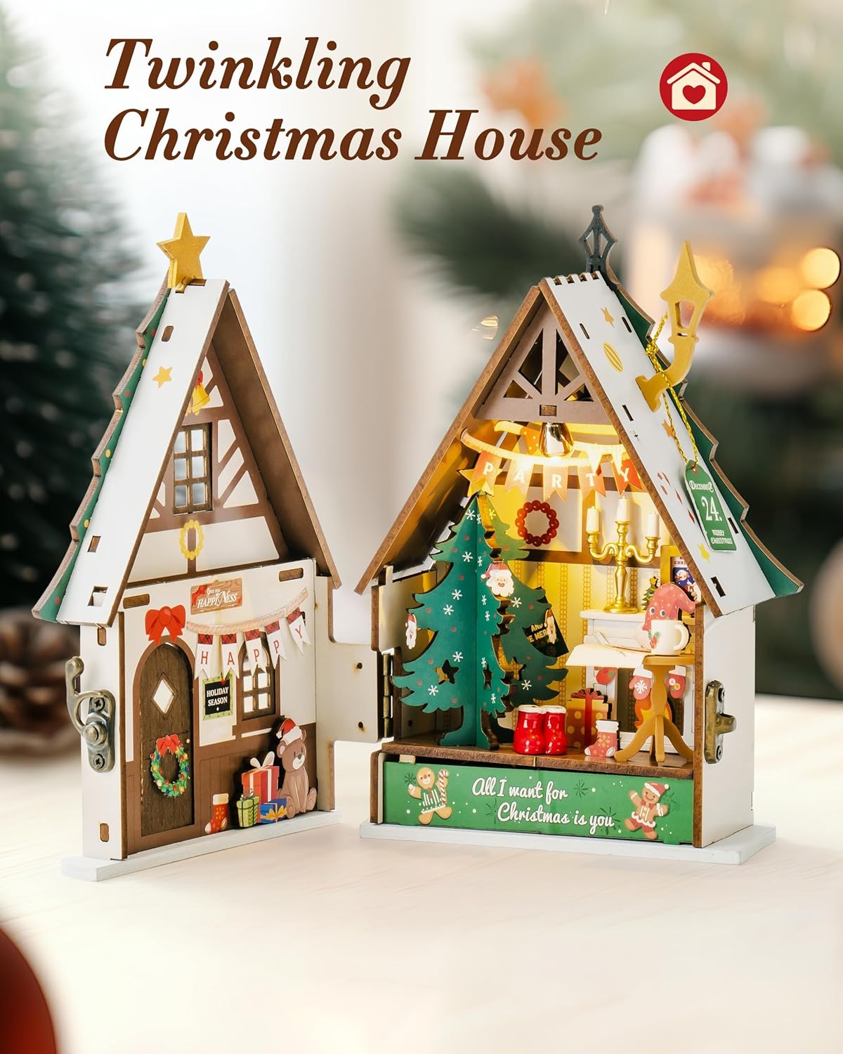 Rolife Twinkling Christmas House 3D Wooden Puzzle DS036
