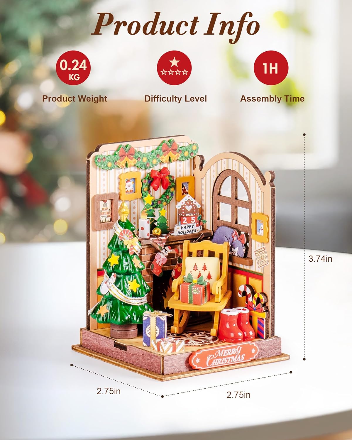 Rolife Christmas Fireplace DIY Miniature House DS041