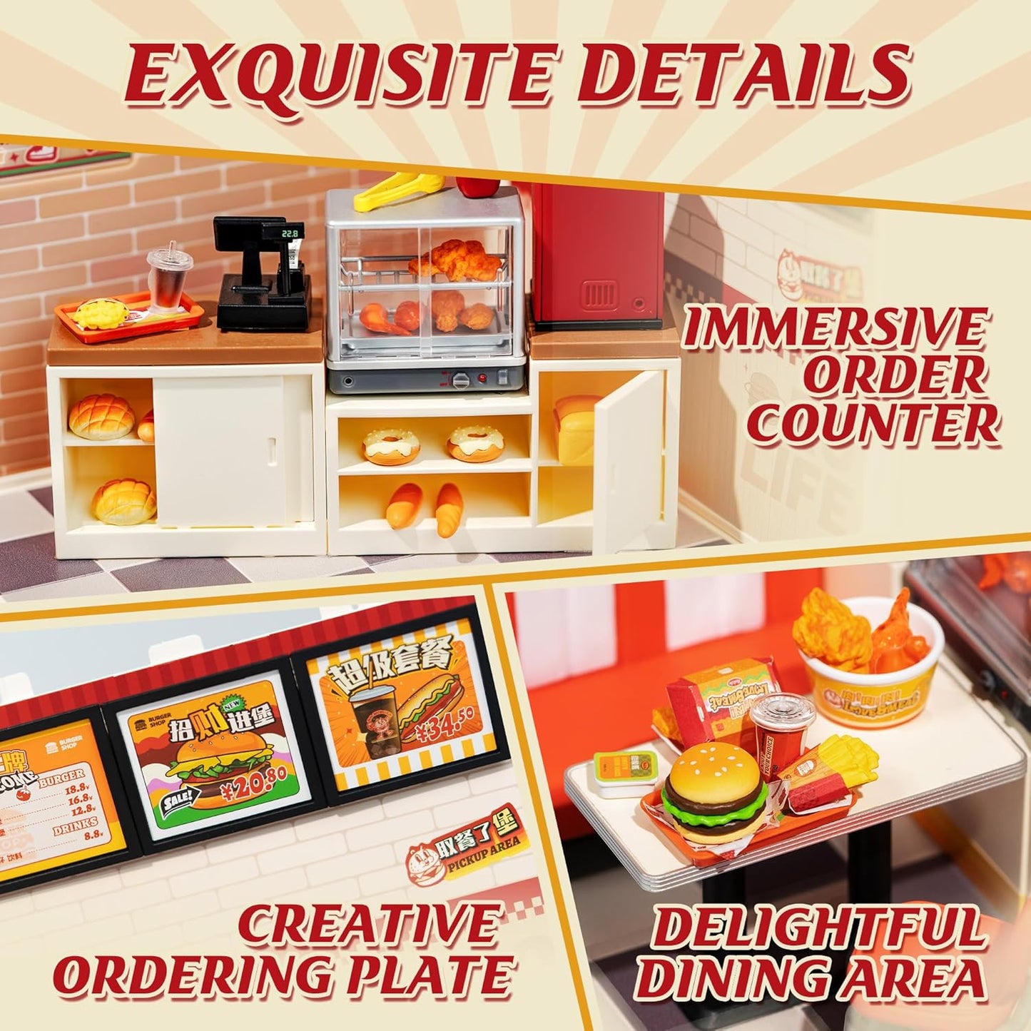 Rolife Yum Yum Burgers DIY Plastic Miniature House DW010