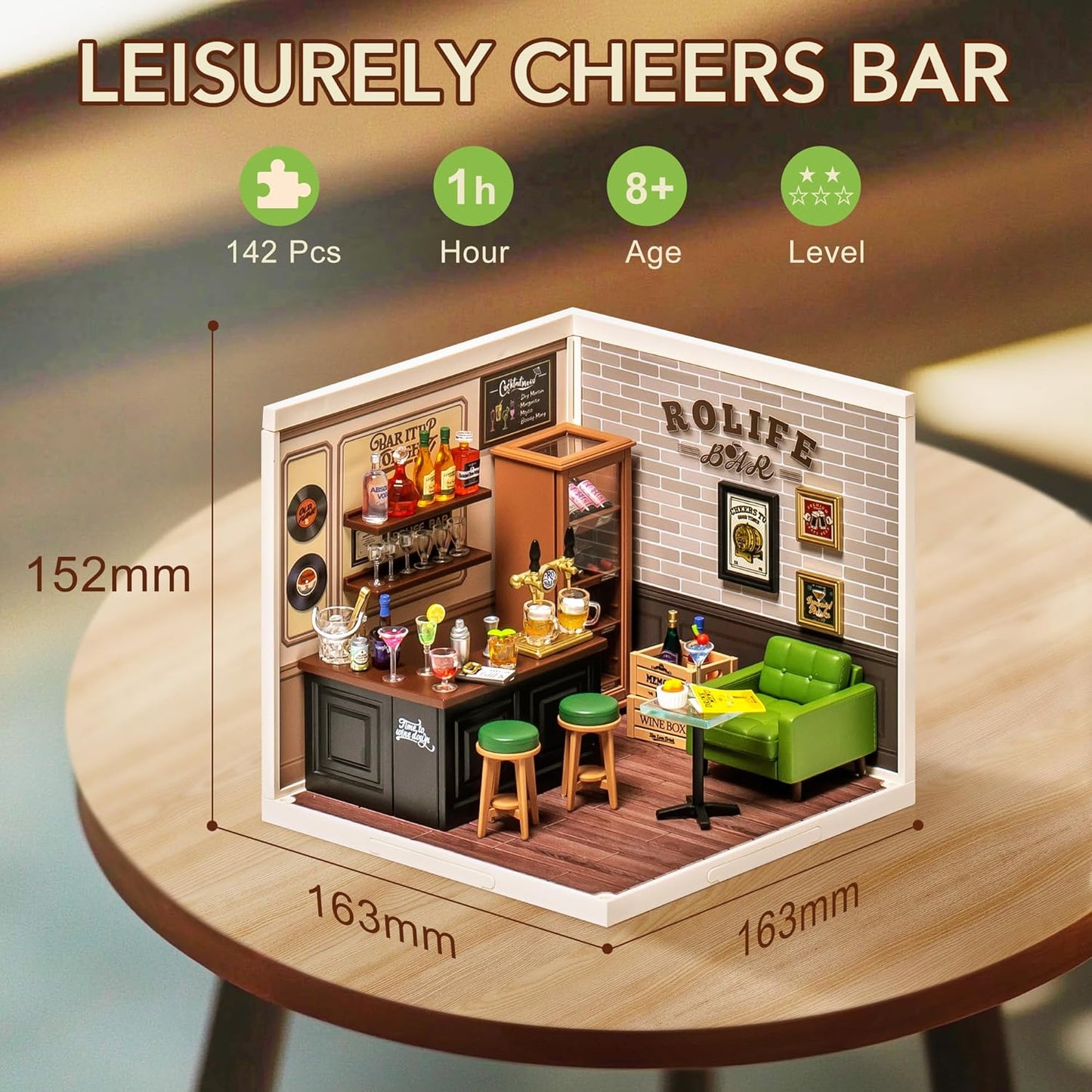 Rolife Leisurely Cheers Bar DIY Plastic Miniature House DW012