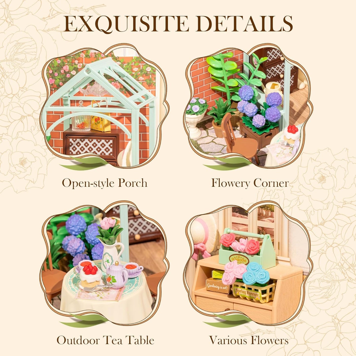 Rolife Blooming Tea Garden DIY Plastic Miniature House DW013B