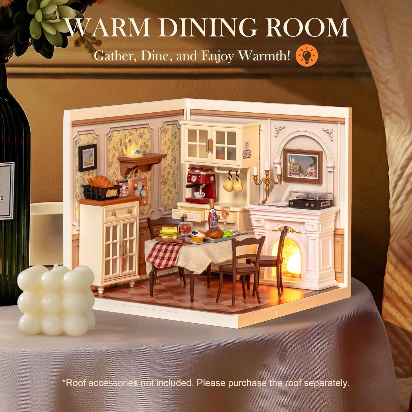 Rolife Warm Dining Room Plastic DIY Miniature House DW015B