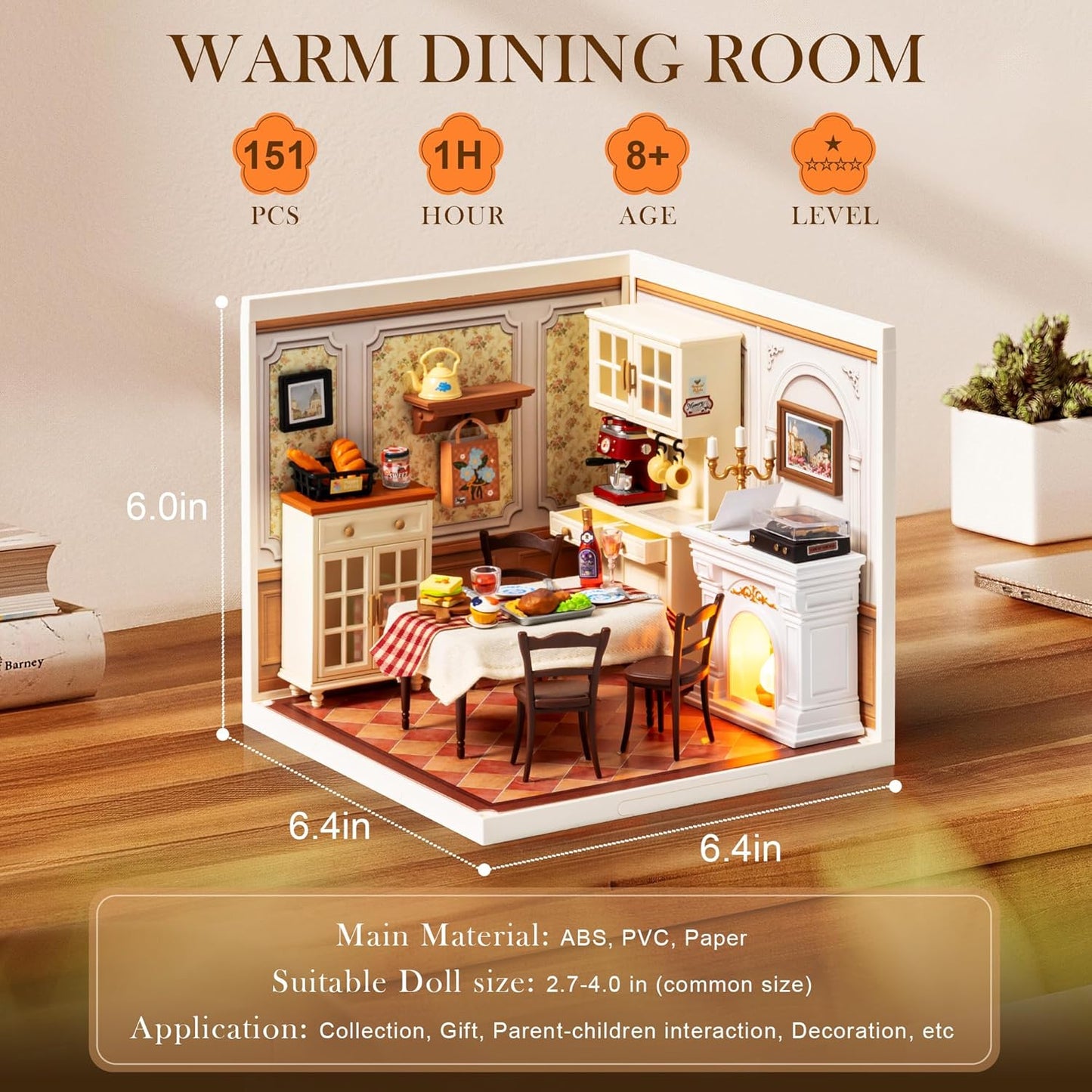 Rolife Warm Dining Room Plastic DIY Miniature House DW015B