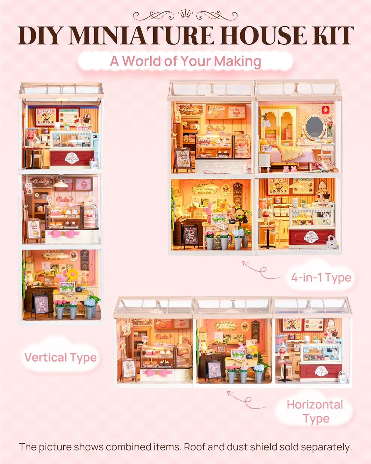 Rolife Lovely Pink Bedroom DIY Miniature House DW016