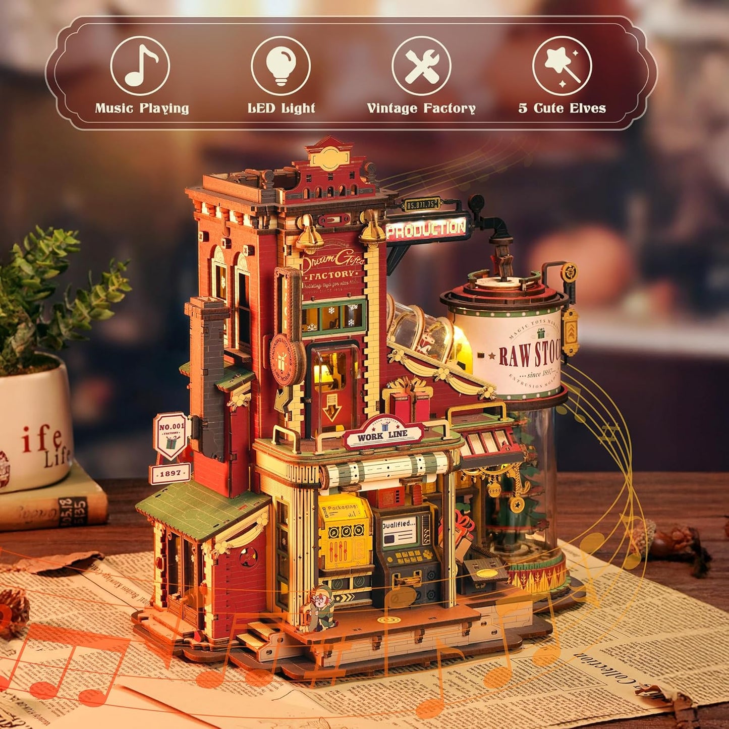 ROKR Dream Gift Factory Wooden Music Box EAB01