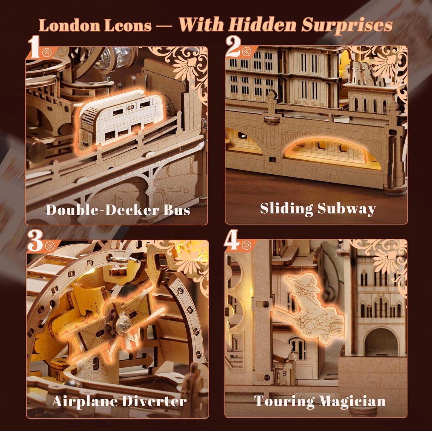 ROKR Marble Travel • London Marble Run 3D Wooden Puzzle EGB01