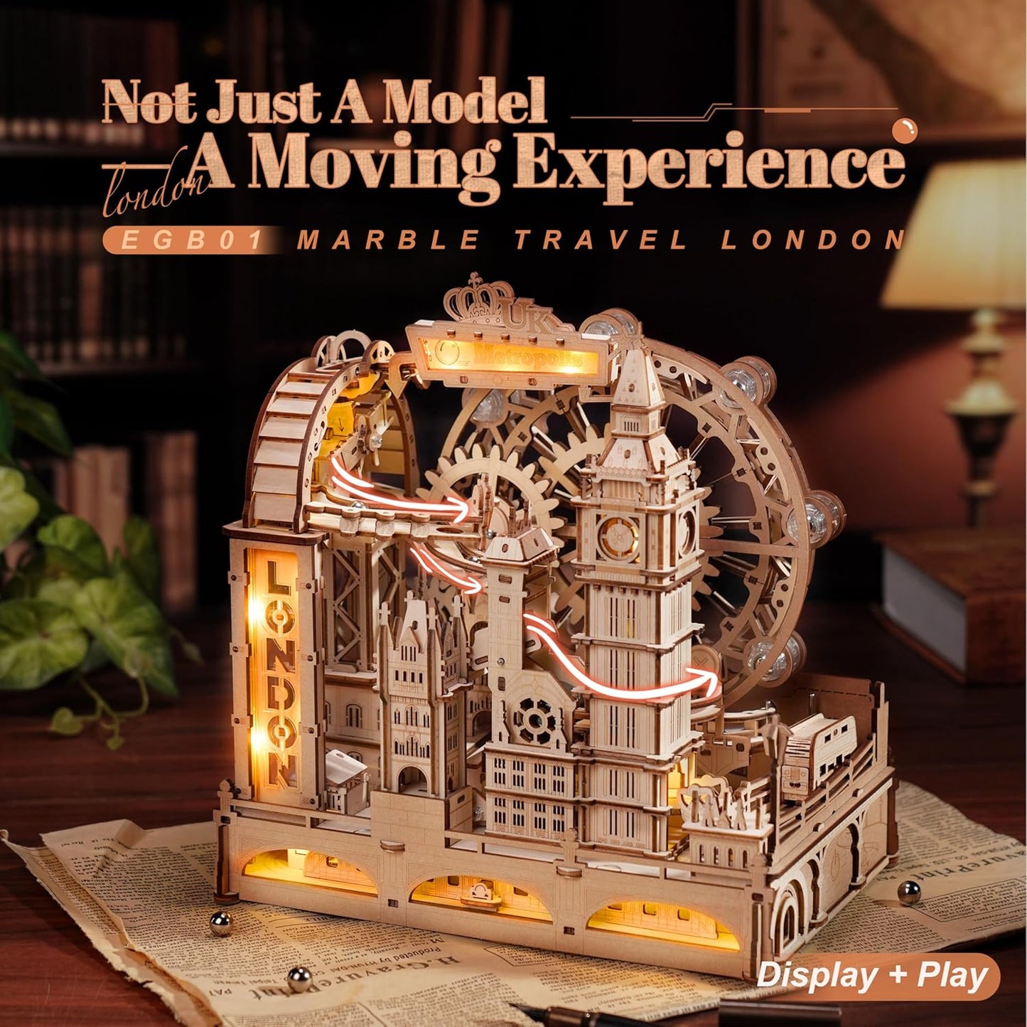ROKR Marble Travel • London Marble Run 3D Wooden Puzzle EGB01