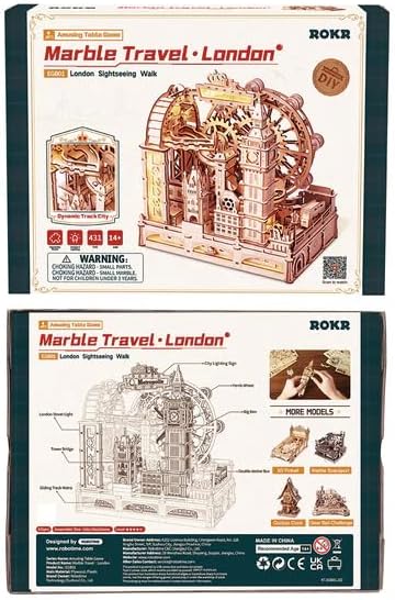 ROKR Marble Travel • London Marble Run 3D Wooden Puzzle EGB01