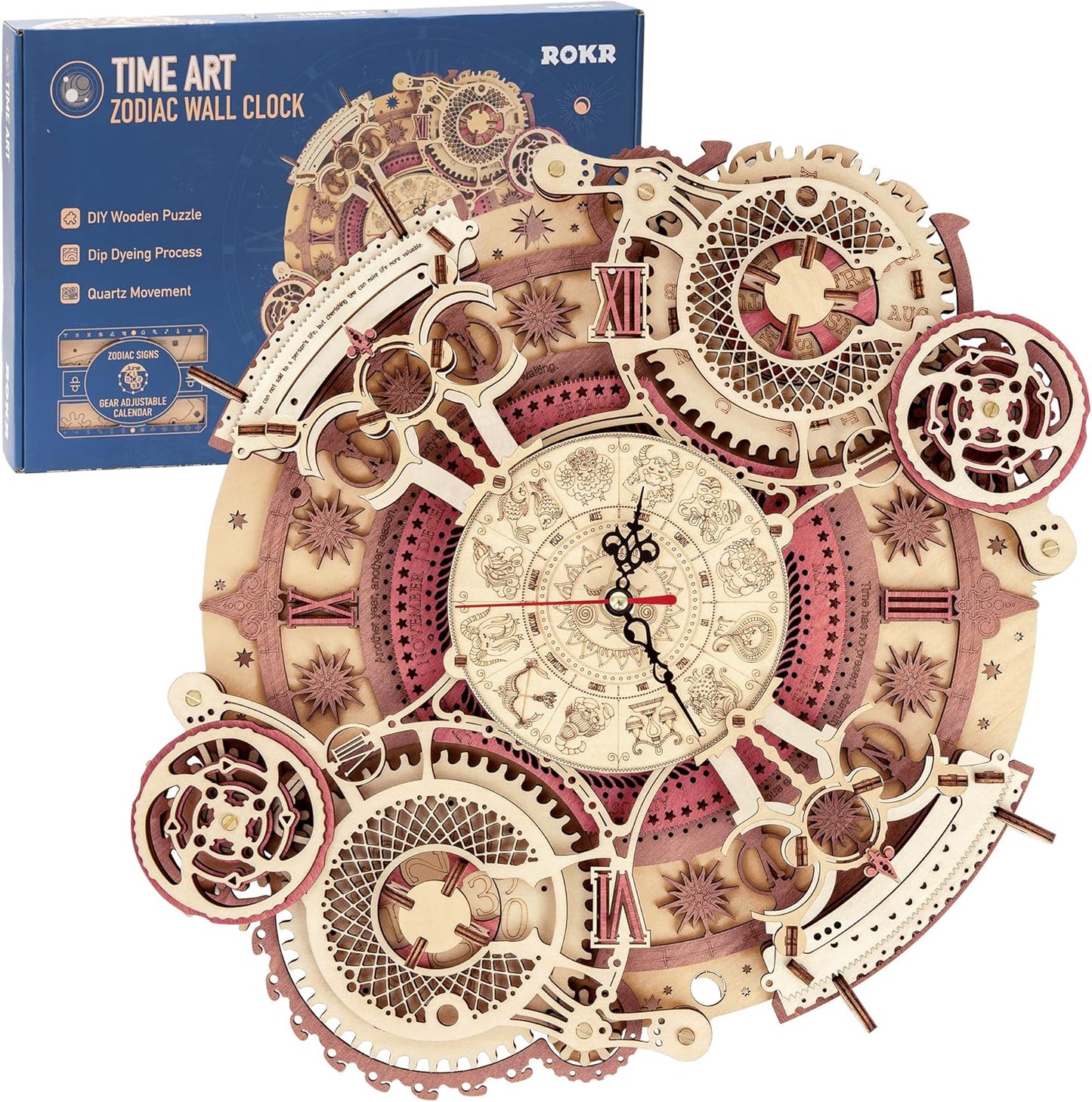 ROKR Zodiac Wall DIY Clock LC601 3D wooden puzzle