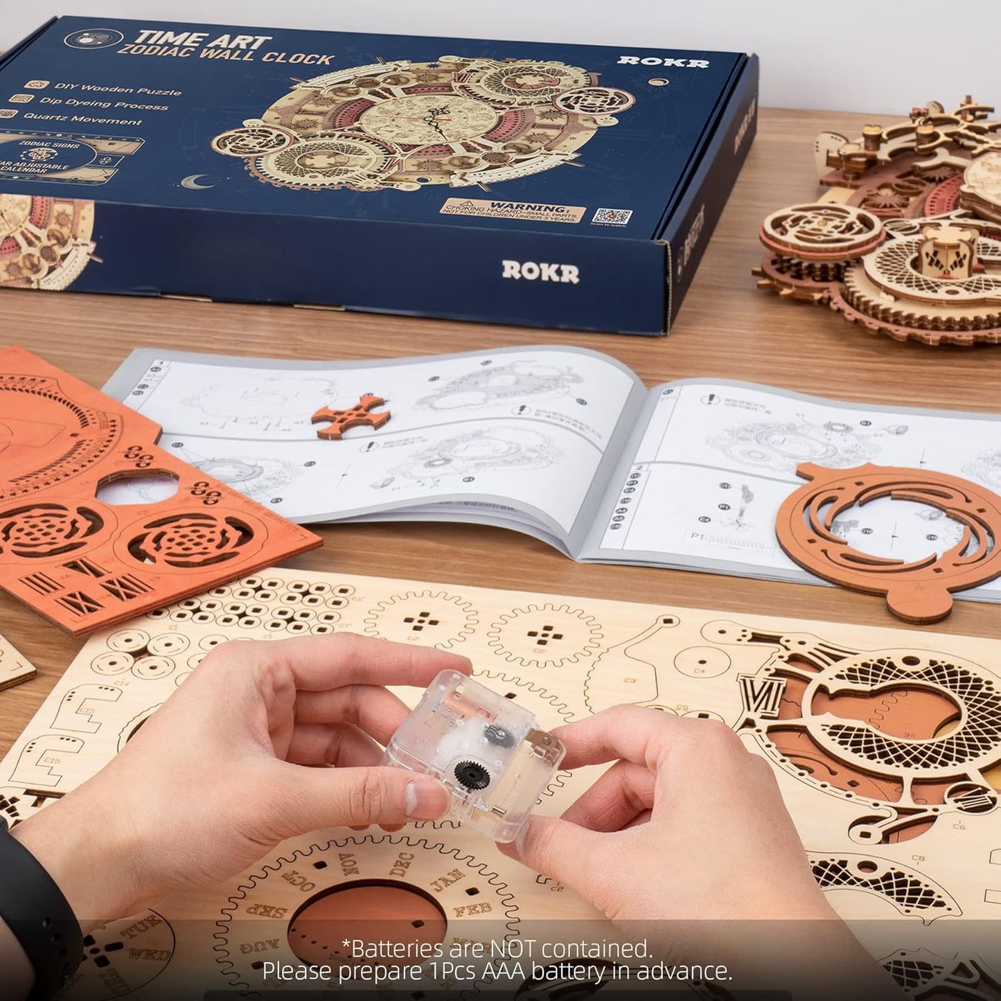 ROKR Zodiac Wall DIY Clock LC601 3D wooden puzzle