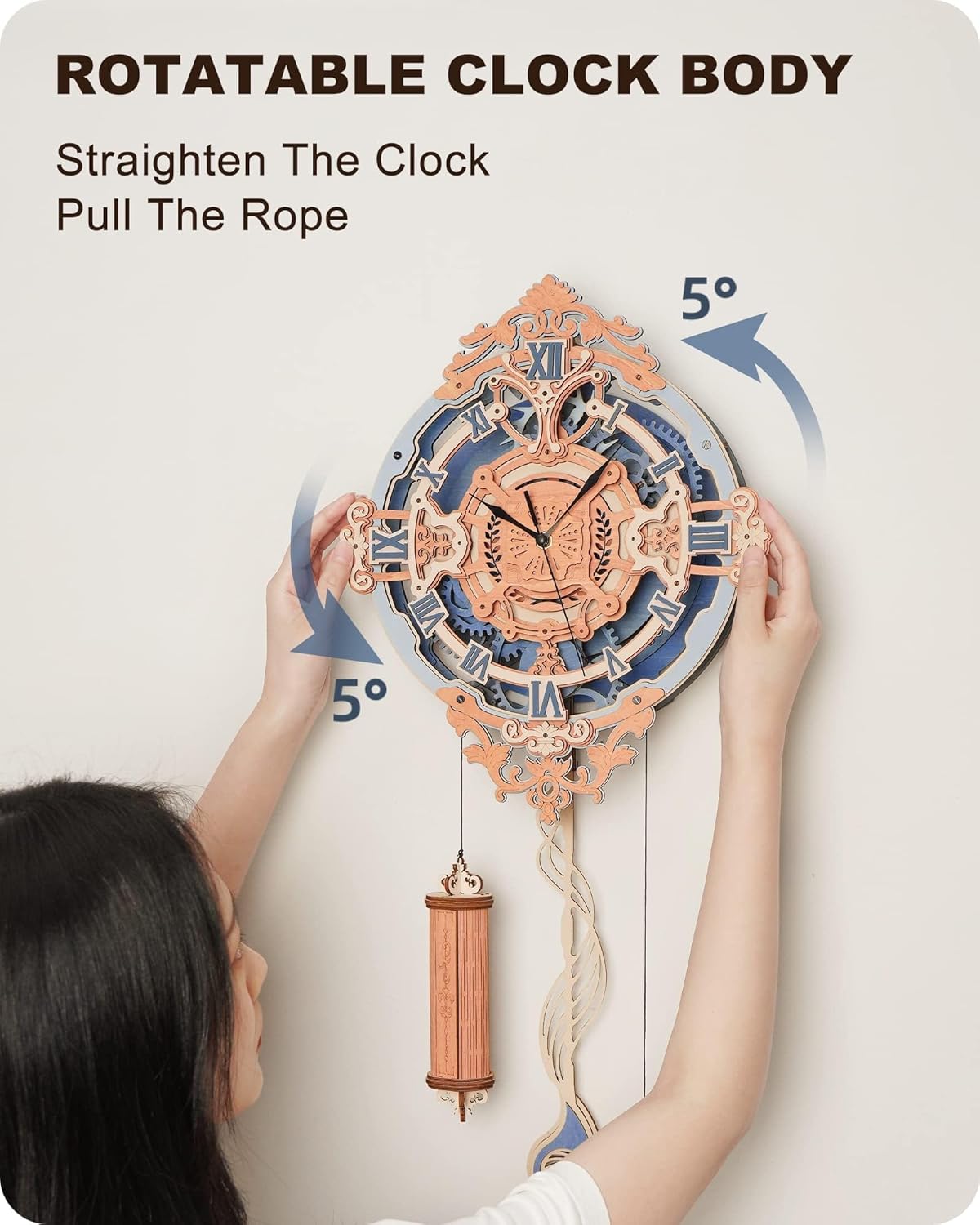 ROKR Romantic Note Wall Clock 3D Wooden Puzzle LC701