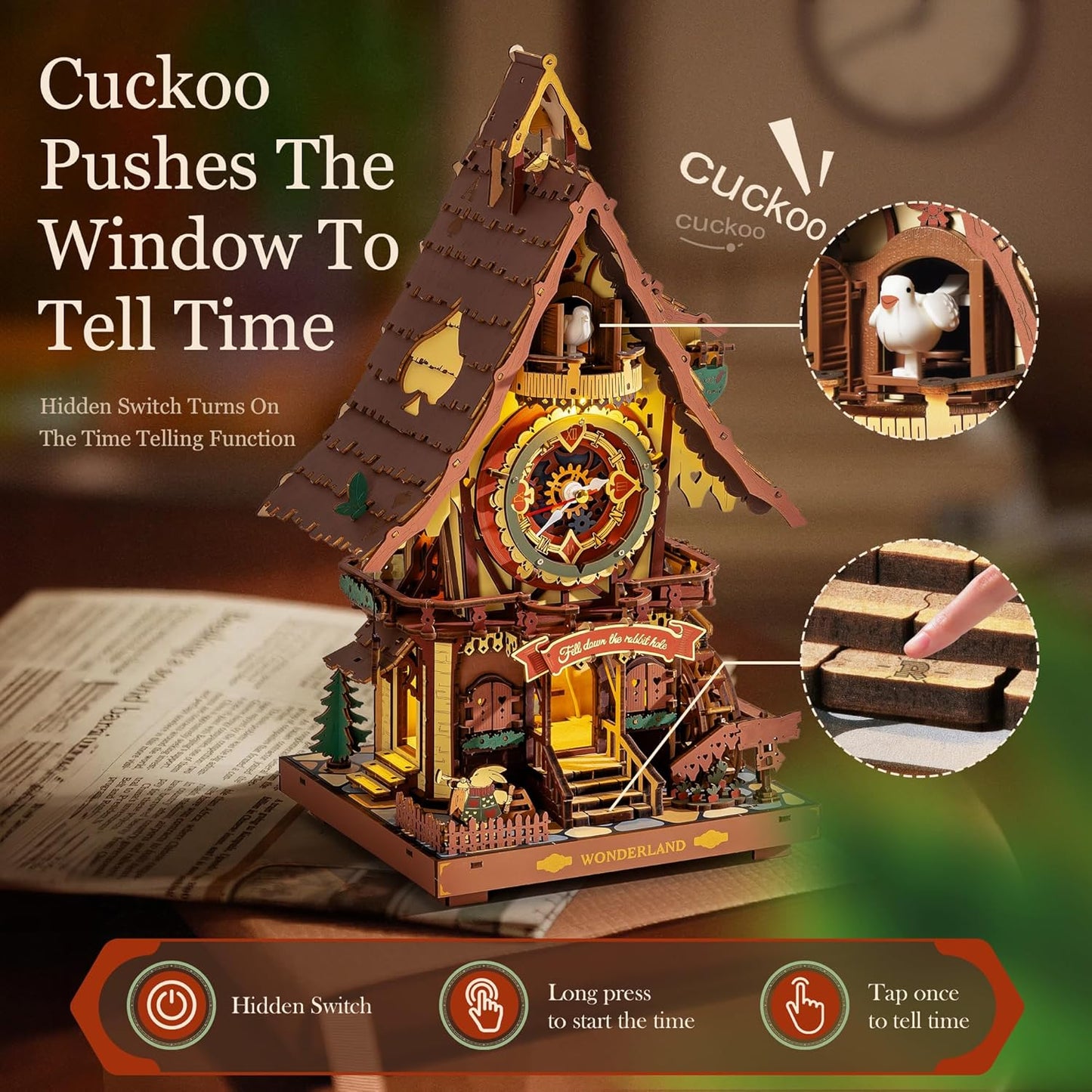 ROKR Cuckoo Clock Mechanical 3D Wooden Puzzle LC901C