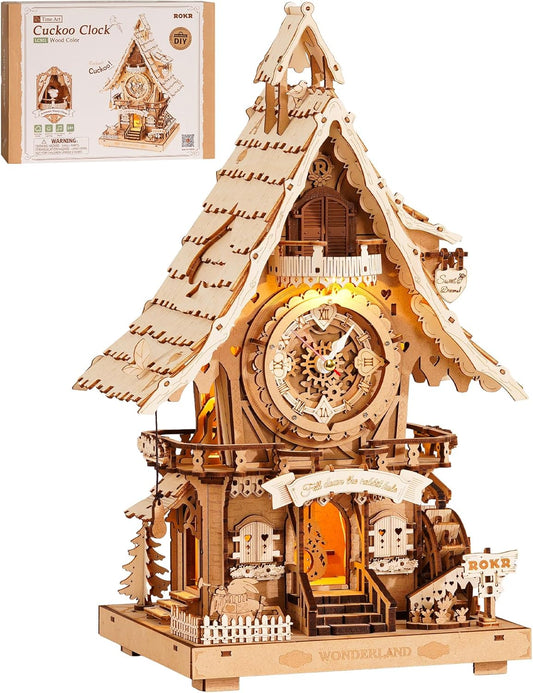 ROKR Cuckoo Clock (wood colour) Mechanical 3D Wooden Puzzle LC901