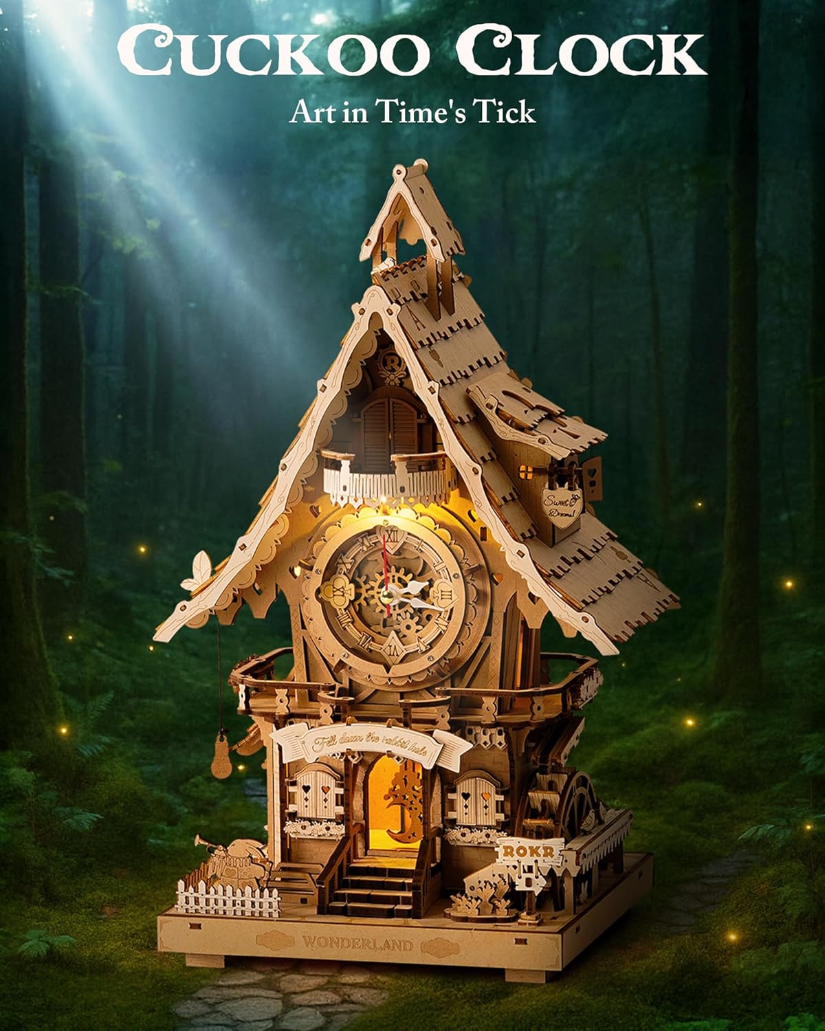 ROKR Cuckoo Clock (wood colour) Mechanical 3D Wooden Puzzle LC901