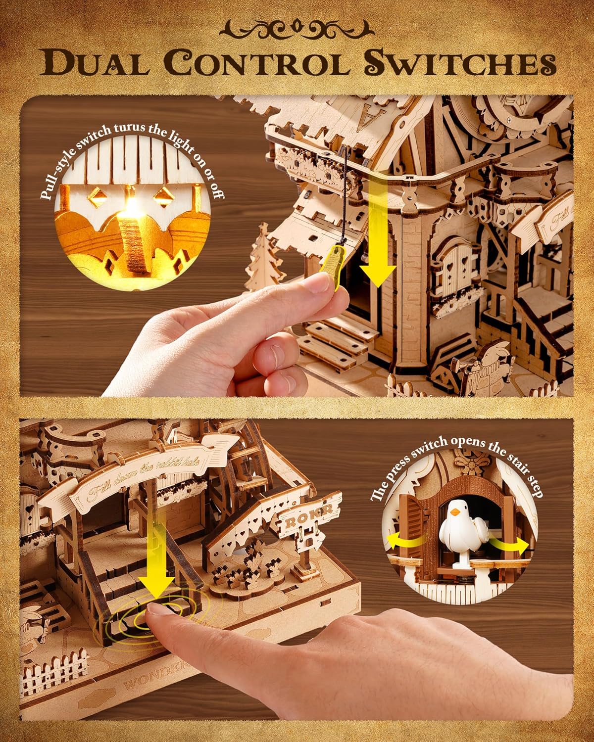 ROKR Cuckoo Clock (wood colour) Mechanical 3D Wooden Puzzle LC901