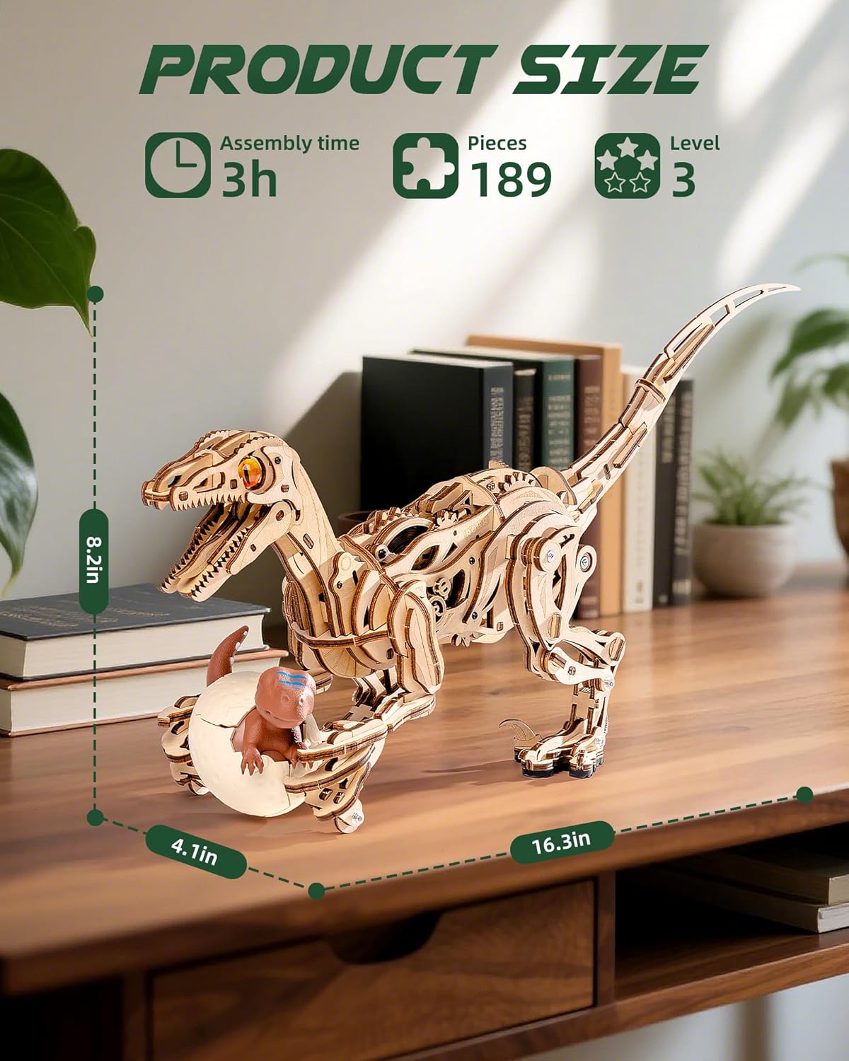 ROKR Velociraptor Mechanical 3D Wooden Puzzle LD01