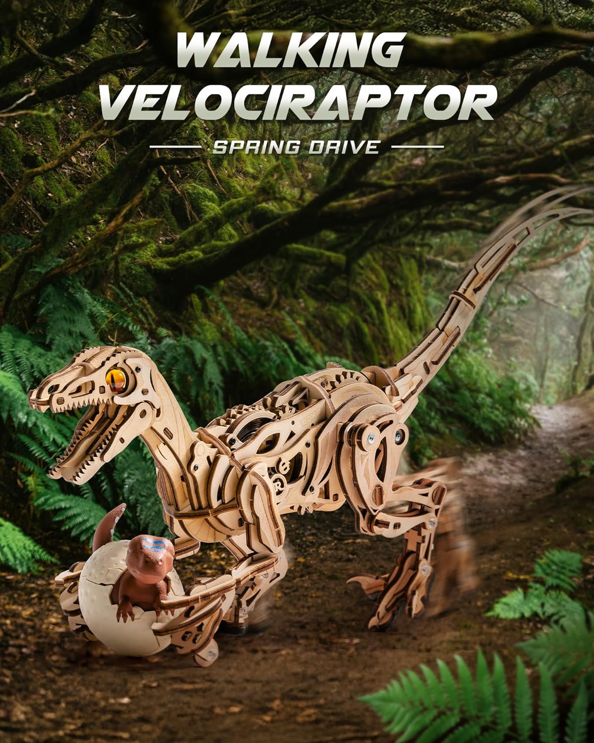ROKR Velociraptor Mechanical 3D Wooden Puzzle LD01