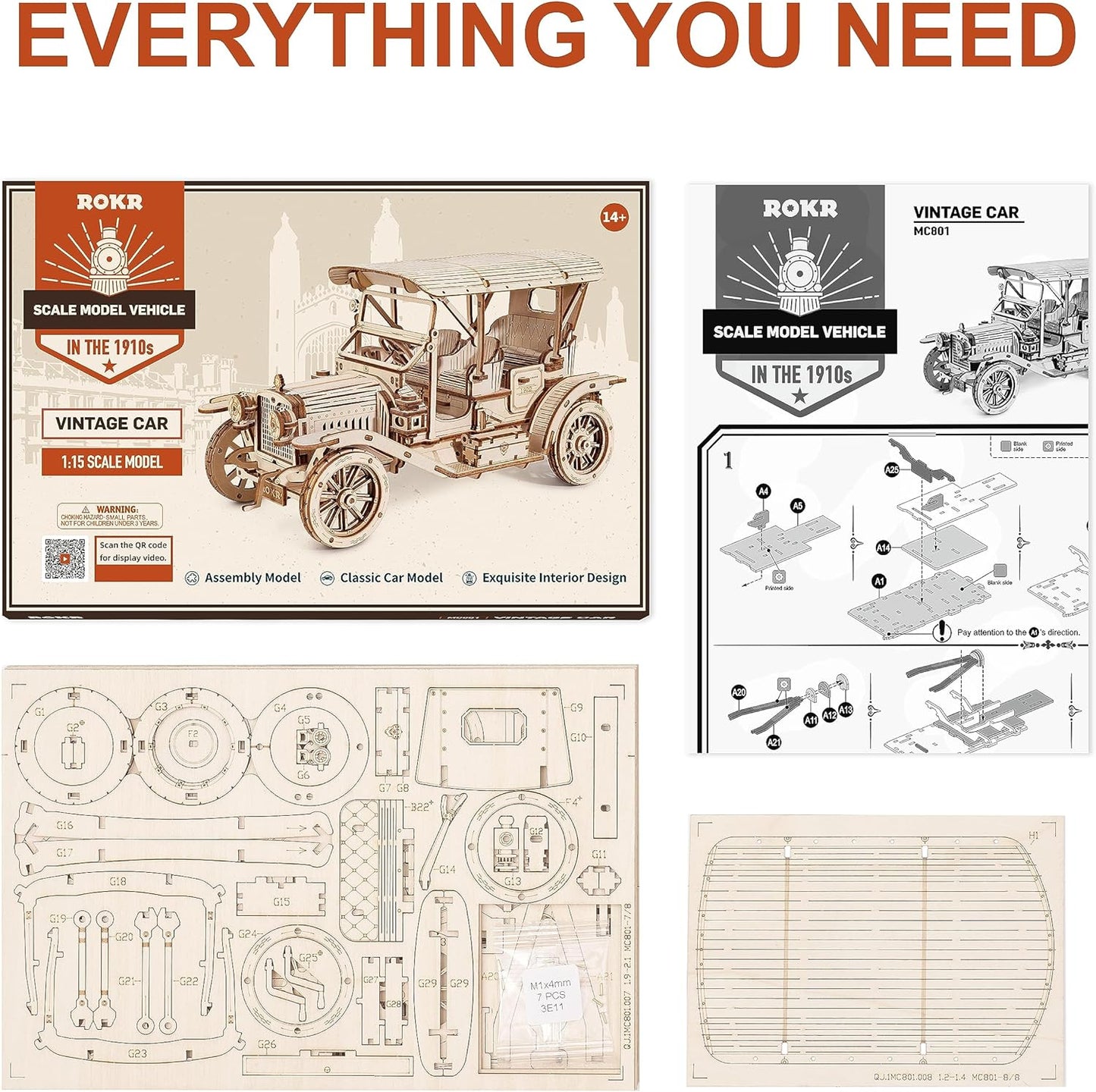 ROKR Vintage Car 3D Wooden Puzzle MC801