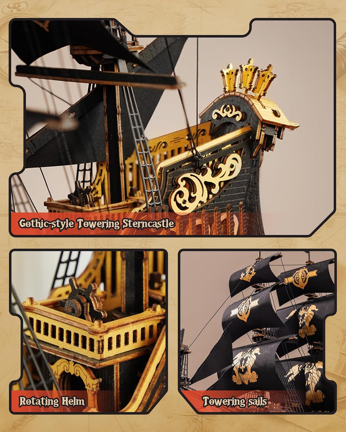 ROKR The Seahorse Barque 3D Wooden Puzzle MCB02