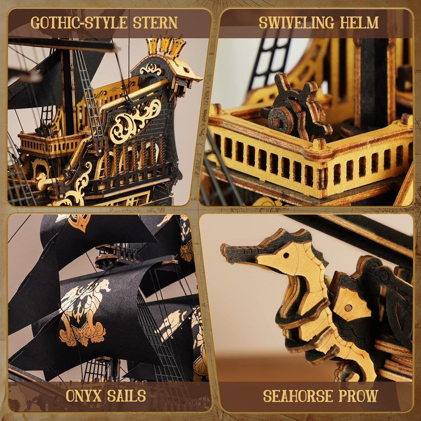 ROKR The Seahorse Barque 3D Wooden Puzzle MCB02