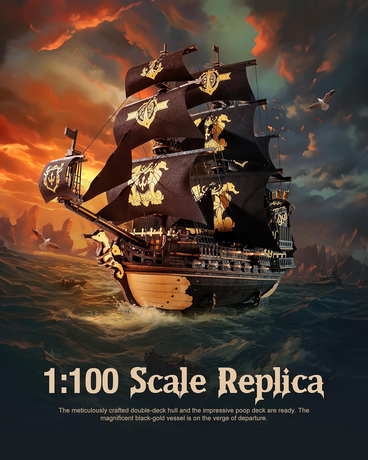 ROKR The Seahorse Barque 3D Wooden Puzzle MCB02