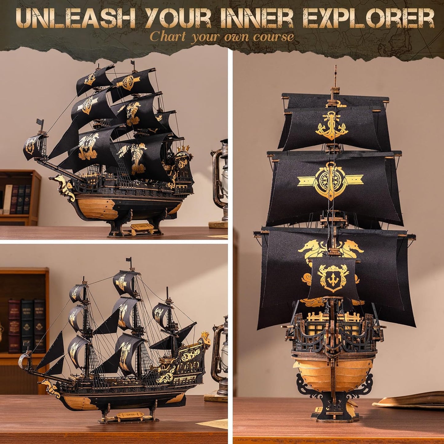 ROKR The Seahorse Barque 3D Wooden Puzzle MCB02