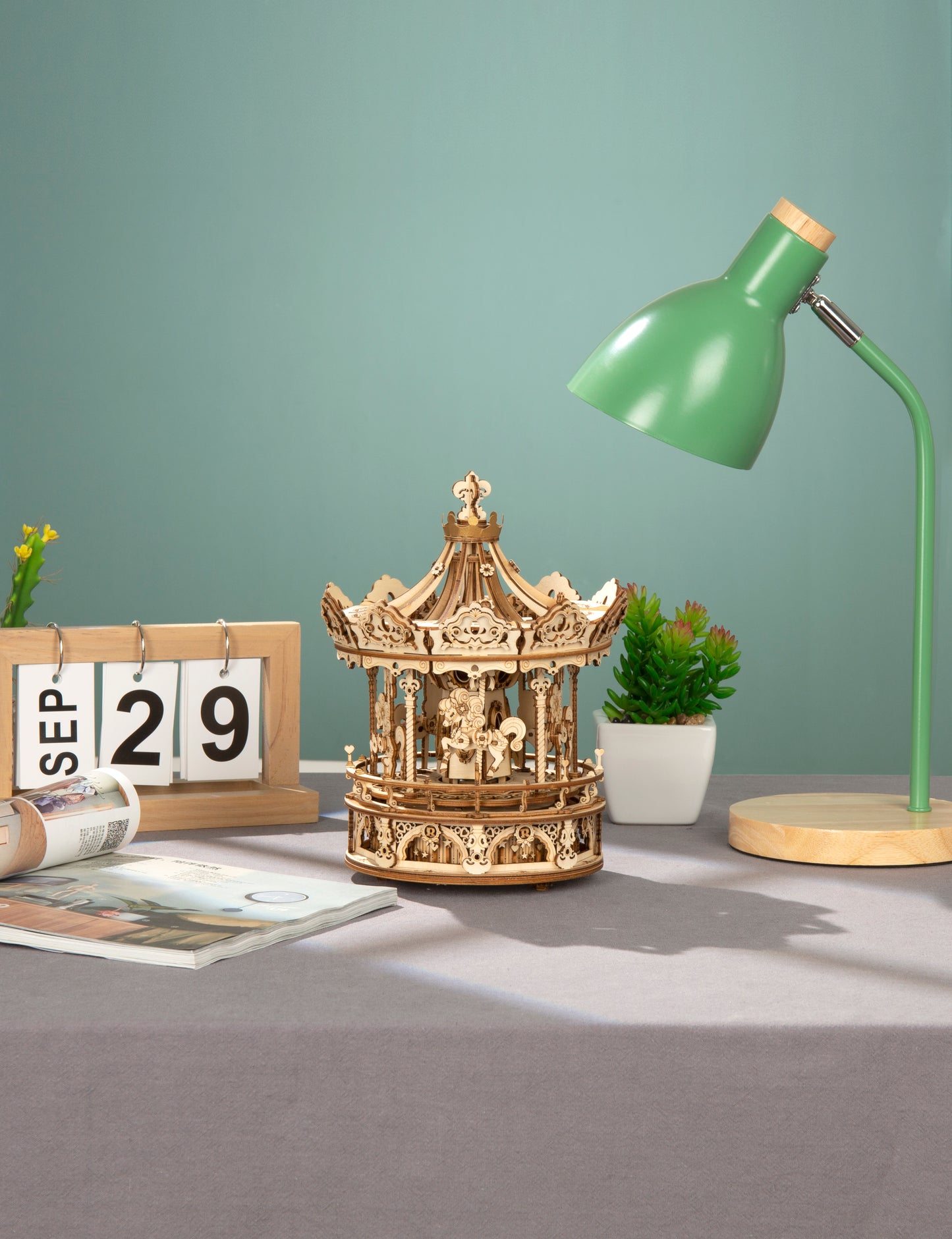 ROKR Romantic Carousel Mechanical Music Box 3D Wooden Puzzle AMK62