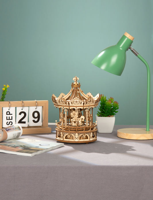 ROKR Romantic Carousel Mechanical Music Box 3D Wooden Puzzle AMK62