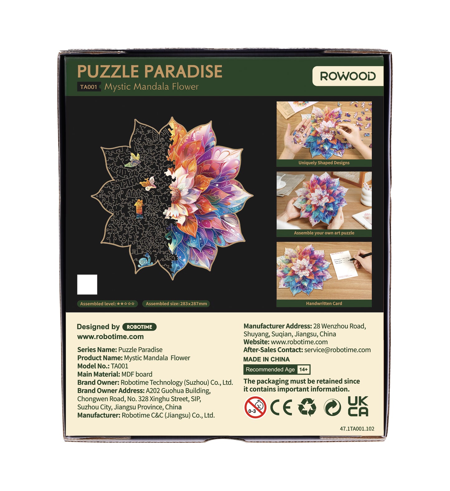 Rowood Mystic Mandala Flower Wooden Jigsaw Puzzle TA001