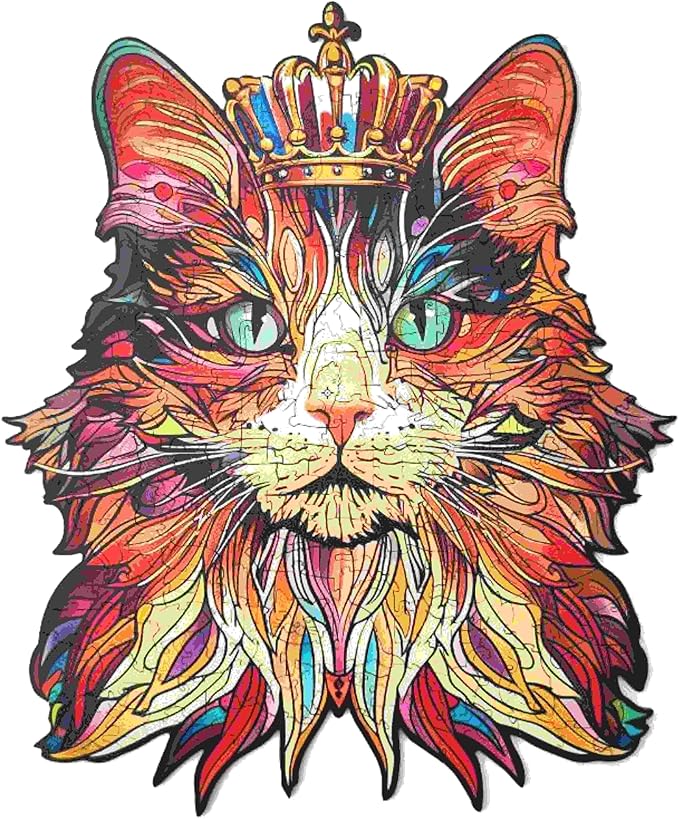 Rowood Cat King Wooden Jigsaw Puzzle TA002