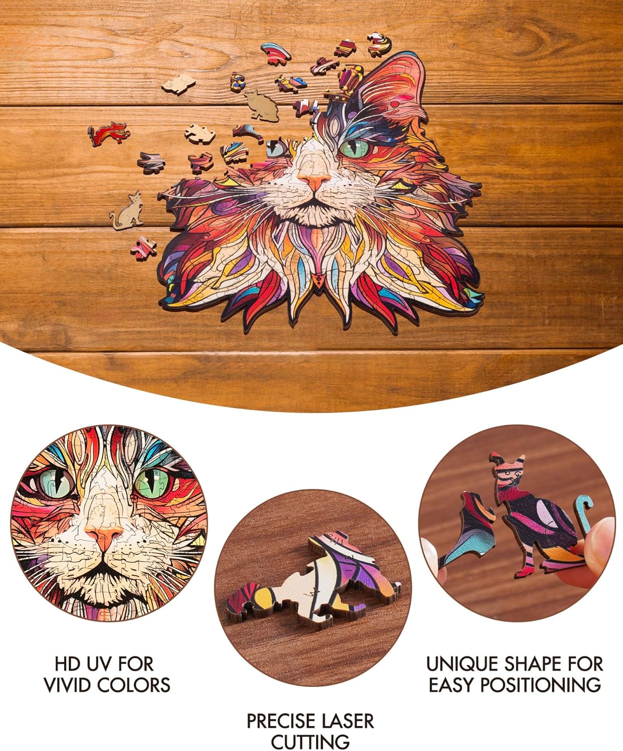 Rowood Cat King Wooden Jigsaw Puzzle TA002