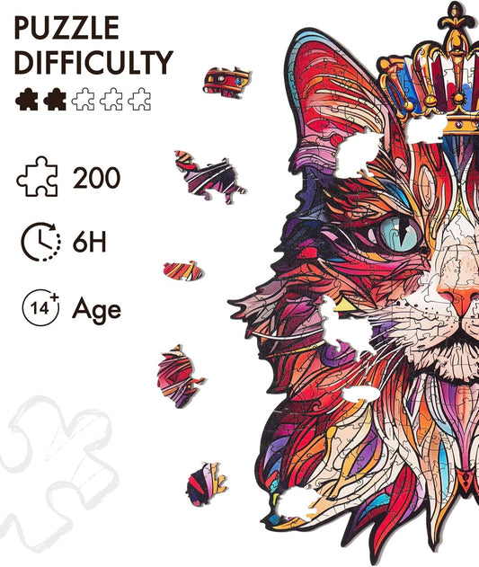 Rowood Cat King Wooden Jigsaw Puzzle TA002