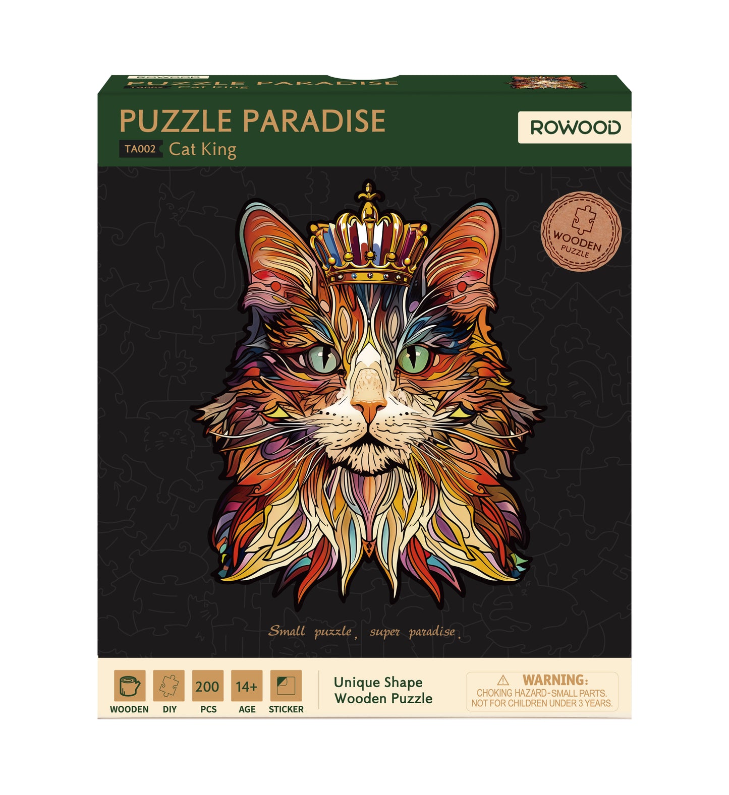 Rowood Cat King Wooden Jigsaw Puzzle TA002