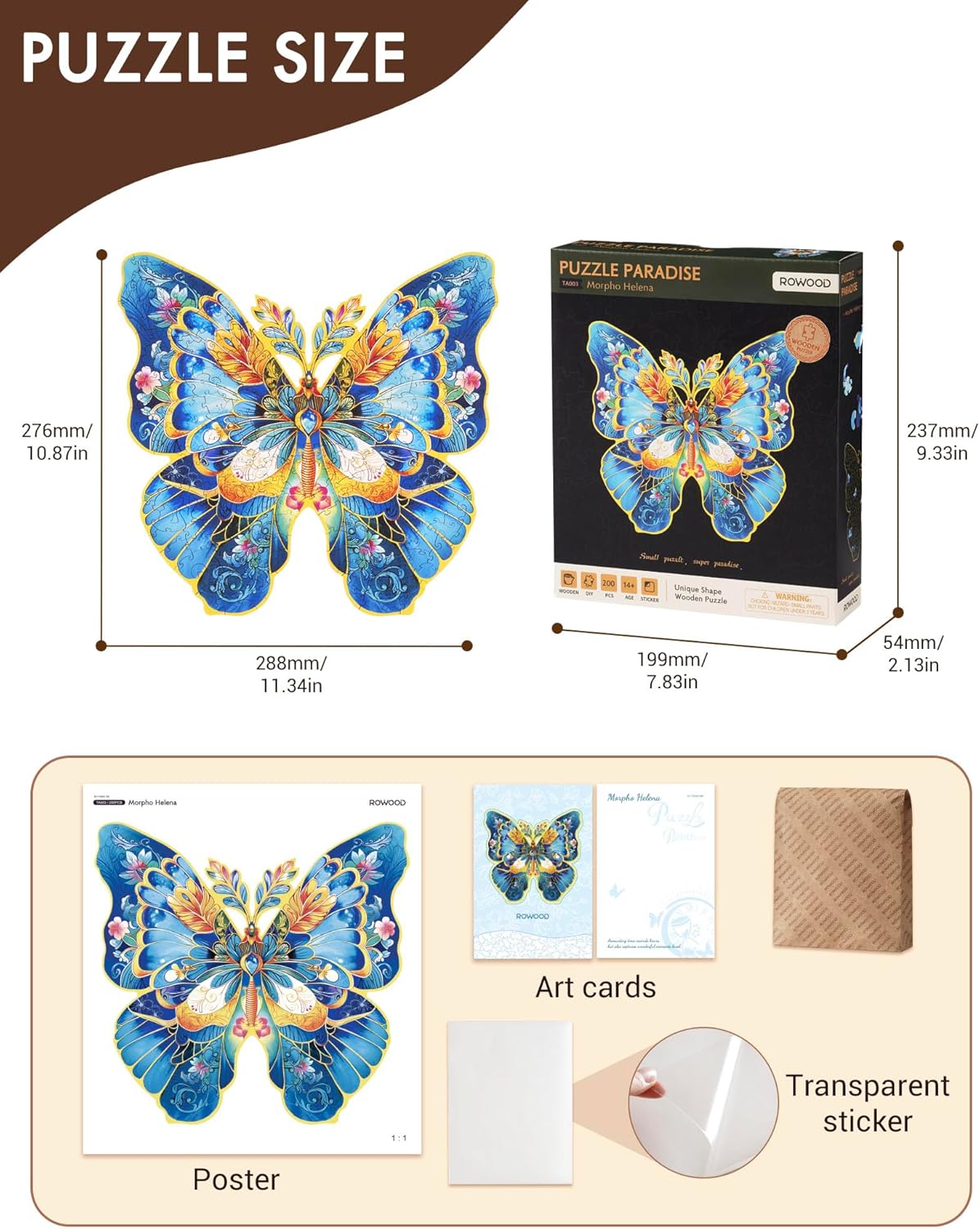 Rowood Morpho Helena Flower Wooden Jigsaw Puzzle TA003