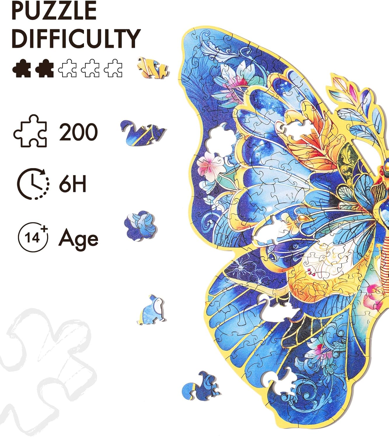 Rowood Morpho Helena Flower Wooden Jigsaw Puzzle TA003