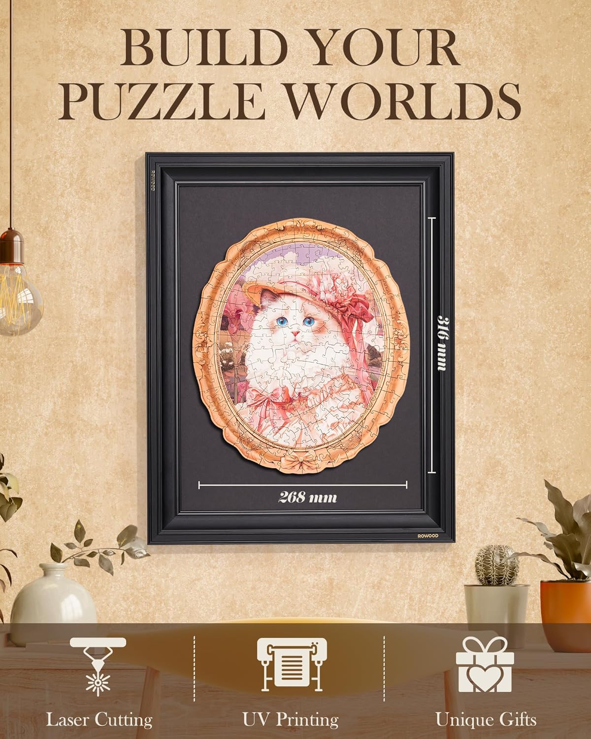 Rowood Springtime Kitty Portrait Wooden Jigsaw Puzzle TA005