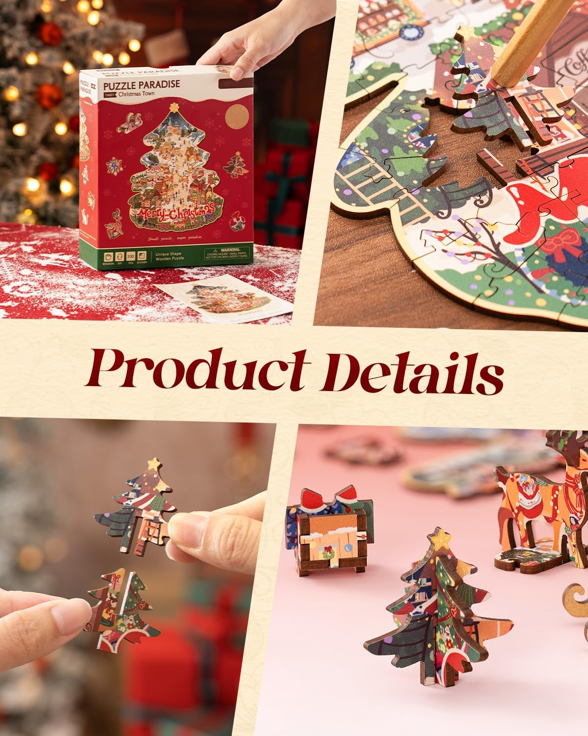 Rowood Christmas Town Wooden Jigsaw Puzzle TA007