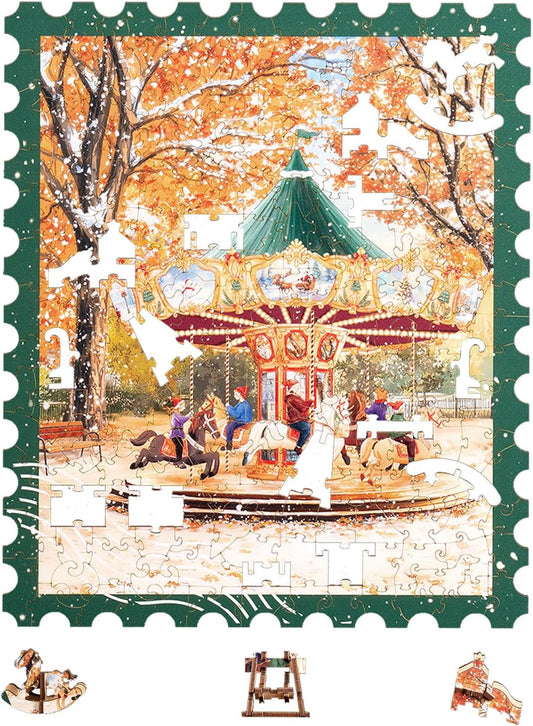 Rowood Golden Autumn Carousel Wooden Jigsaw Puzzle TA008
