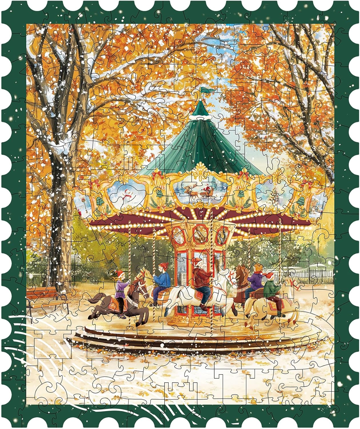 Rowood Golden Autumn Carousel Wooden Jigsaw Puzzle TA008