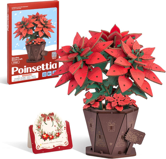 Rowood Poinsettia DIY Wooden Flower 3D Puzzle TF001