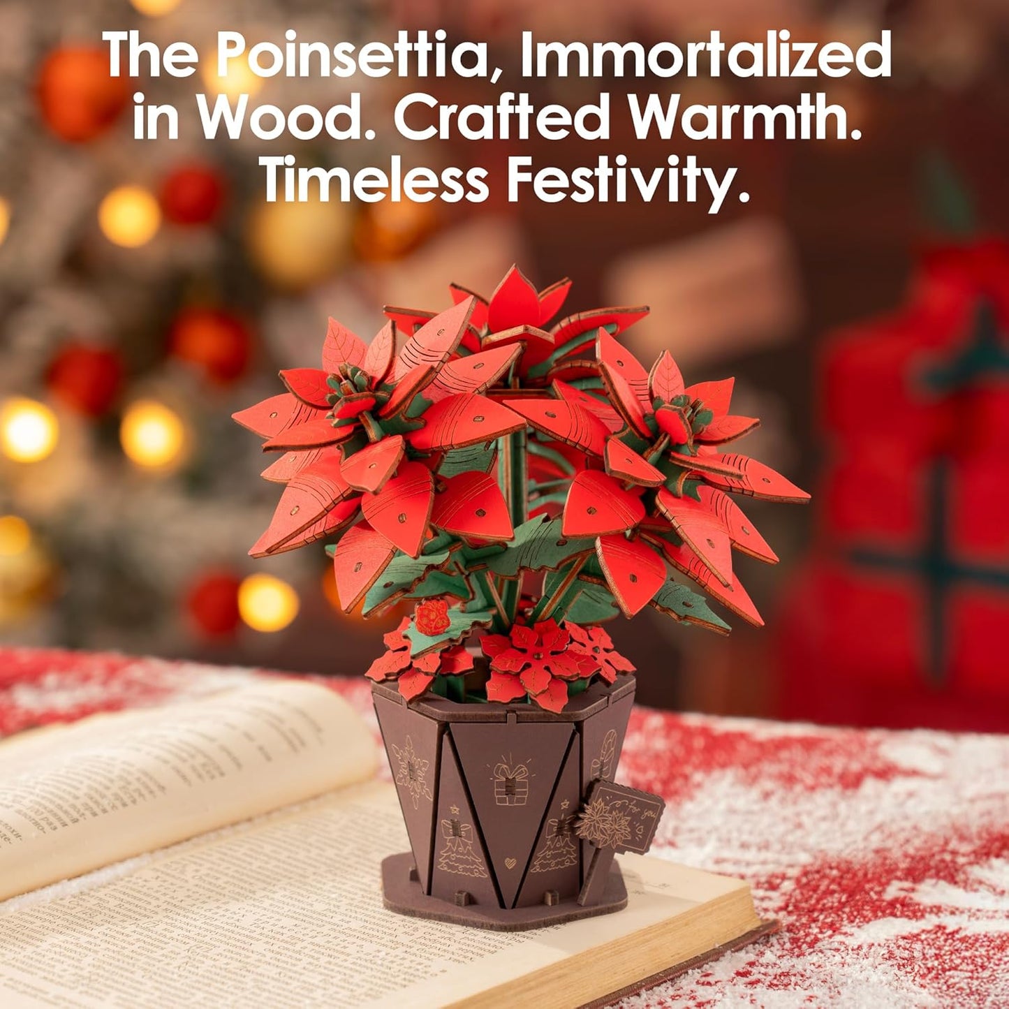Rowood Poinsettia DIY Wooden Flower 3D Puzzle TF001