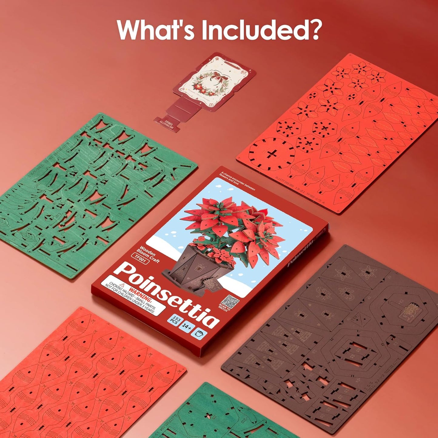 Rowood Poinsettia DIY Wooden Flower 3D Puzzle TF001