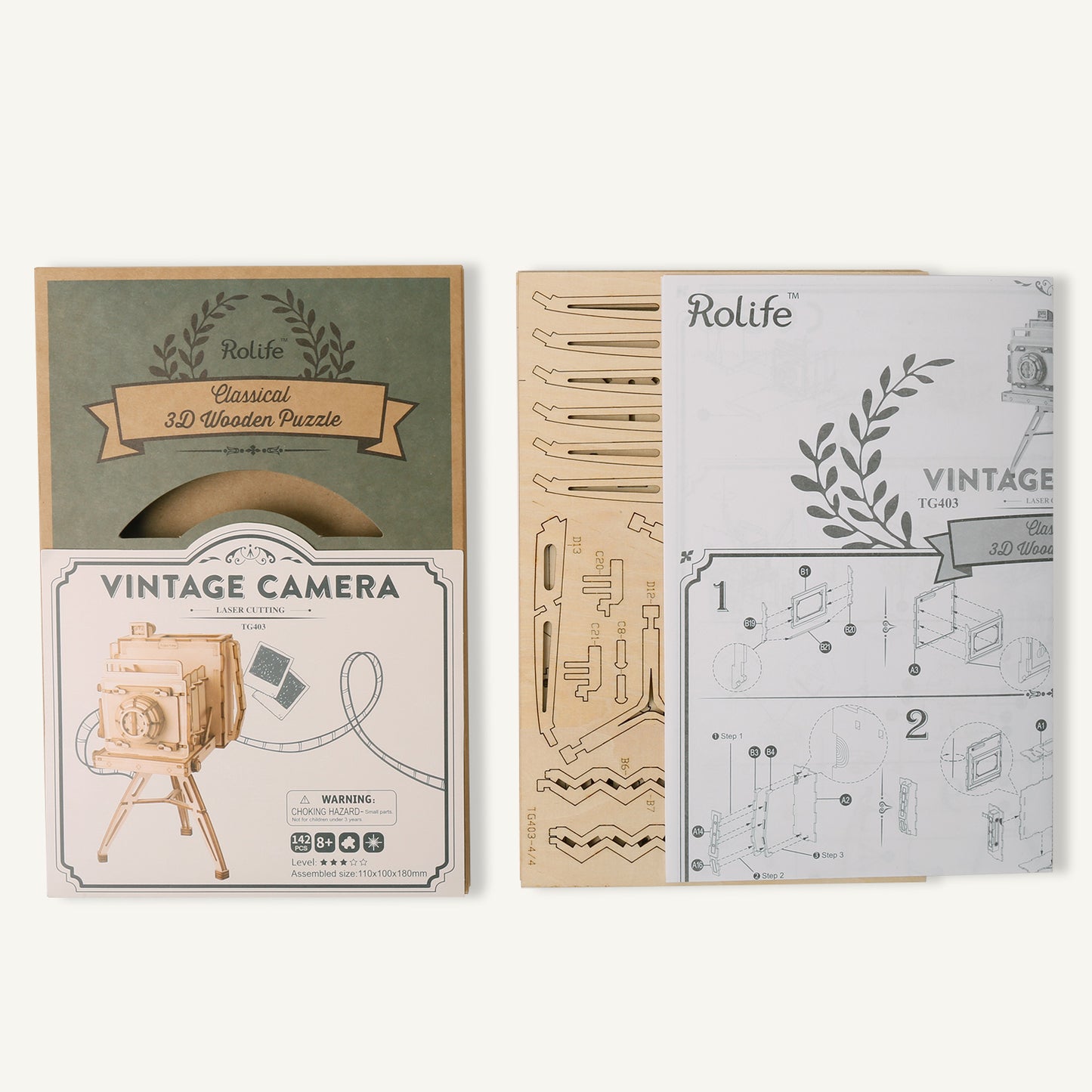 Rolife Vintage Camera 3D Wooden Puzzle TG403