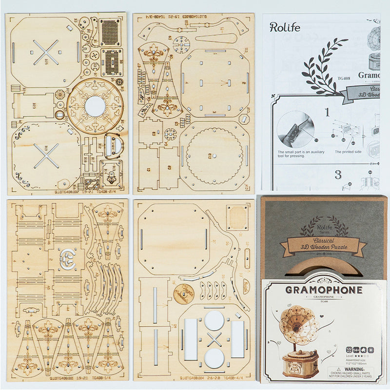 ROLIFE DIY Crank Classic Gramophone TG408