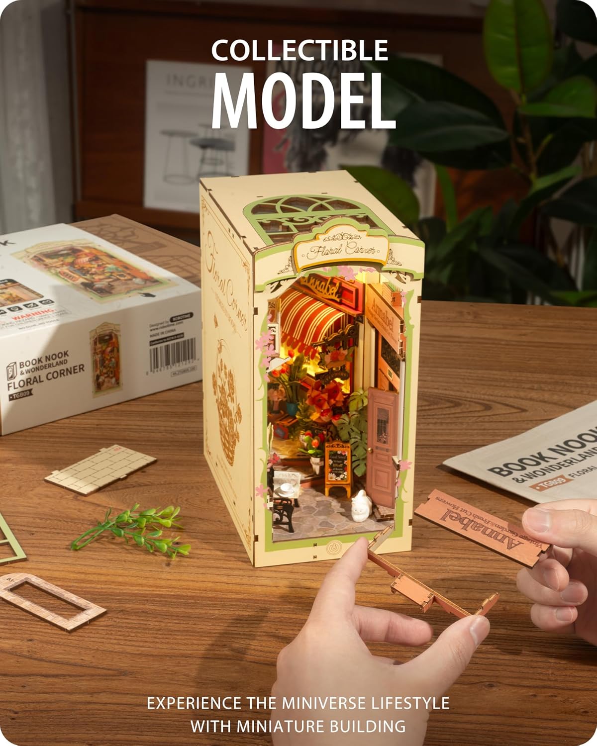 Rolife Floral Corner DIY Book Nook Shelf Insert Kit TGB09
