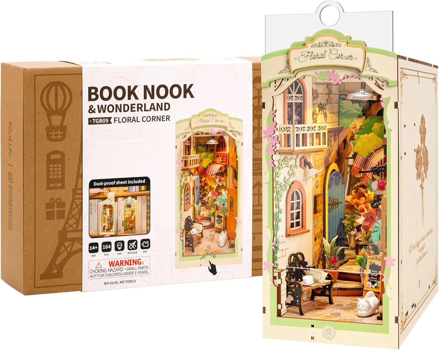 Rolife Floral Corner DIY Book Nook Shelf Insert Kit TGB09