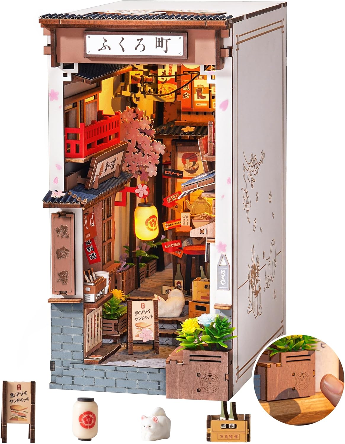 Rolife Sakura Wine Alley DIY Book Nook Shelf Insert TGB11