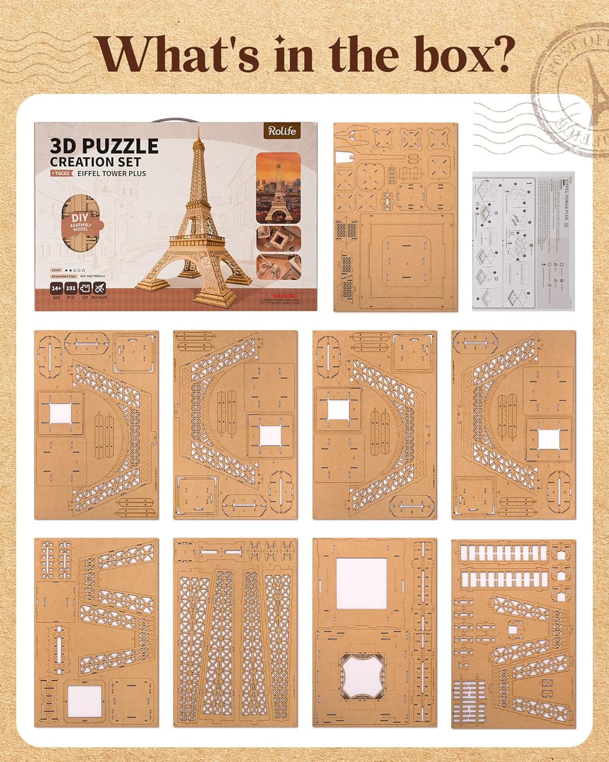 Rolife Eiffel Tower Plus 3D Wooden Puzzle TGC02