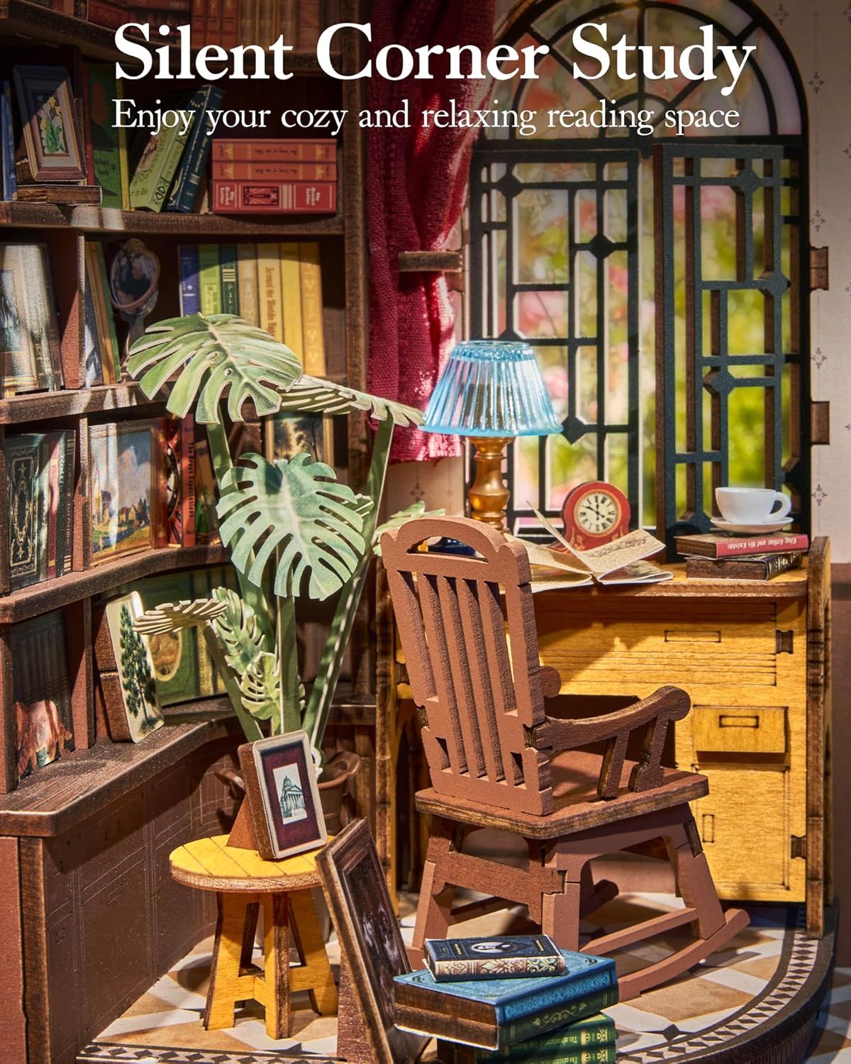 Rolife Silent Corner Study DIY Book Nook Shelf Insert TGE02